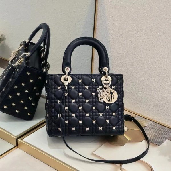 Dior Lady My ABC Cannage Butterfly Premium Quality With OG Box & Dus Bag (Black-711)(BSB)