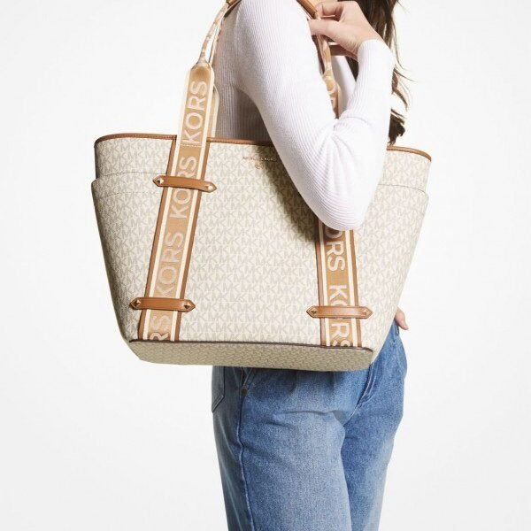 Michael Kors MK Maeve Tote Bag With Dust Bag & Sling Belt (White - 184)