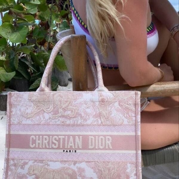 Dior Book Tote Pink Toile De Jouy With OG Box & Dust Bag & Scarf (Pink_Tiger-574)(BSB)