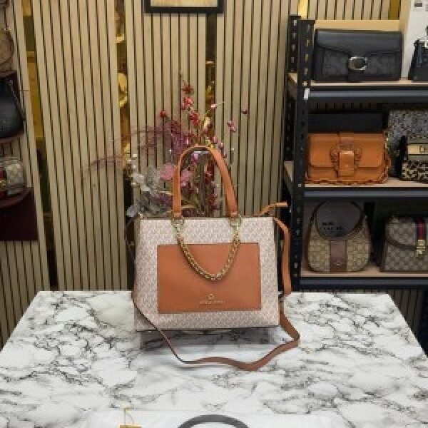 MICHAEL_KORS PRORSUM HANDBAG WITH DUST BAG PREMIUM QUALITY (BIEGE BROWN)(MT)