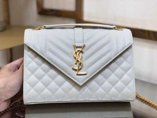YSL Saint Laurent Womens Brown Envelope medium Shoulder Bag with box 227(BR)