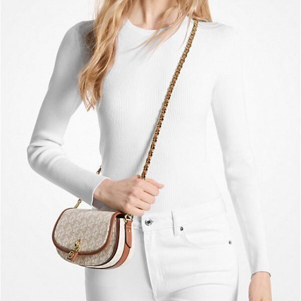 Michael kors mila shoulder bag with og box(20236-biege-brown)