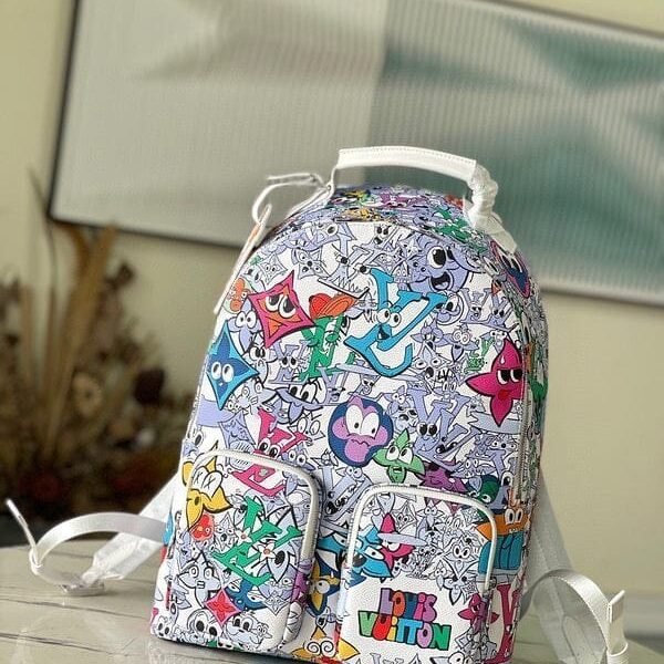 Louis Vuitton LV M21846 Character Premium Unisex Backpack With Dust Bag (White - 679)